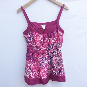 Anthropologie Odille pink floral silk top.
